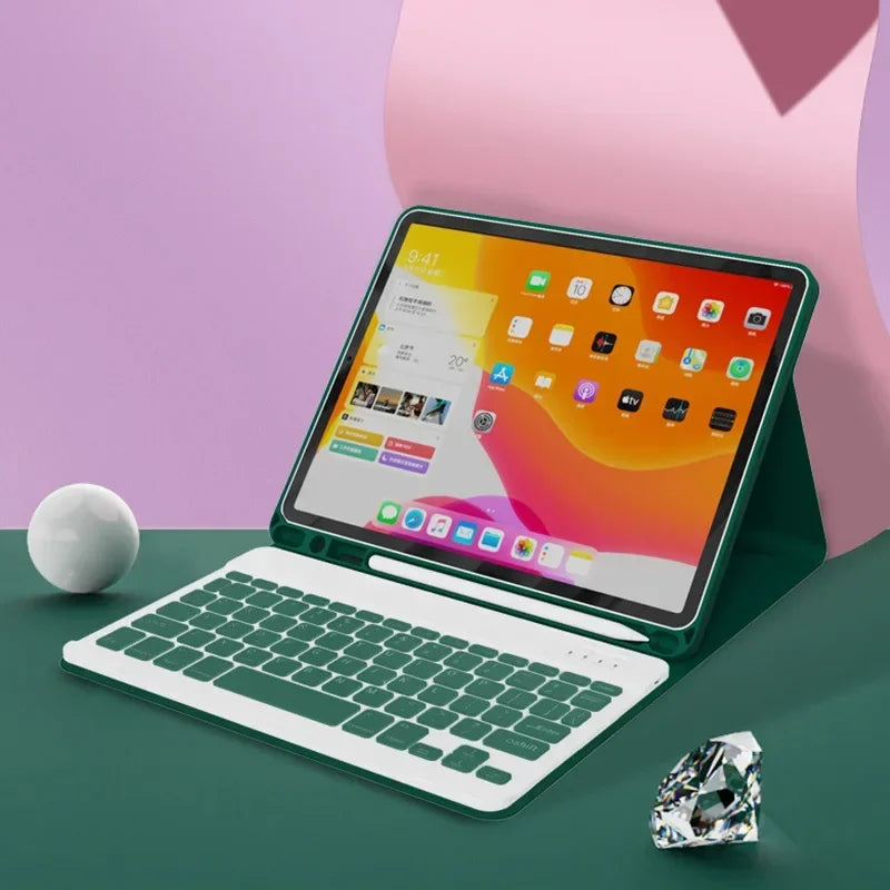 Lisslune | Spanische Tastaturhülle für iPad 10th Air 11 Air 5 4 10.9 Hülle 10.2 9th 8th Pro 11 10.5 Air 3 Wireless Magnet PU Flip Standhülle
