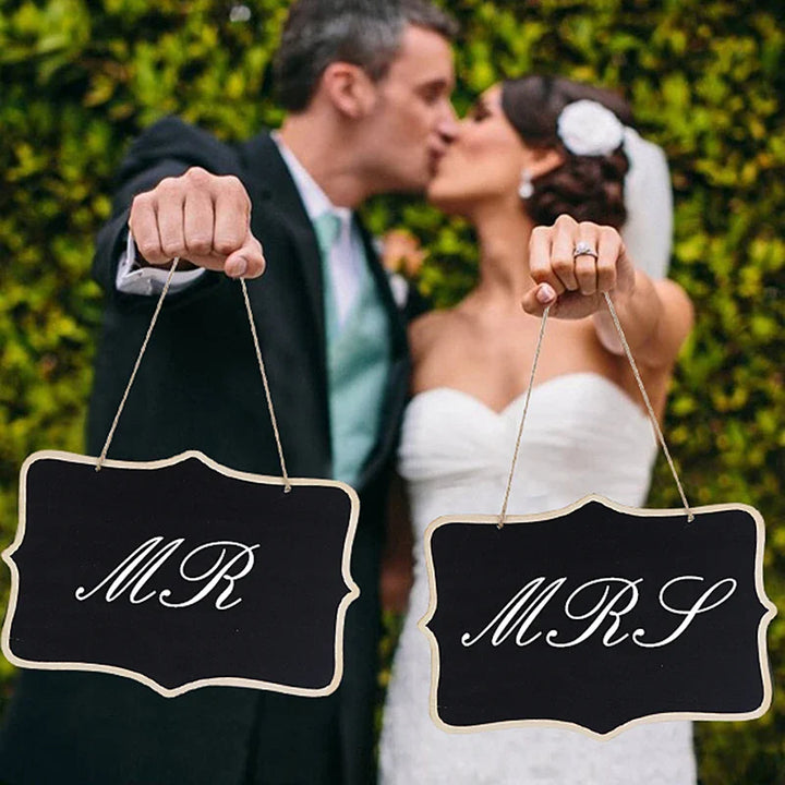 Rynx Rustic Wedding Wooden Sign Mr Mrs Bridal Party Decoration Photo Booth Birthday Party DIY Home Decor Sign Message Board