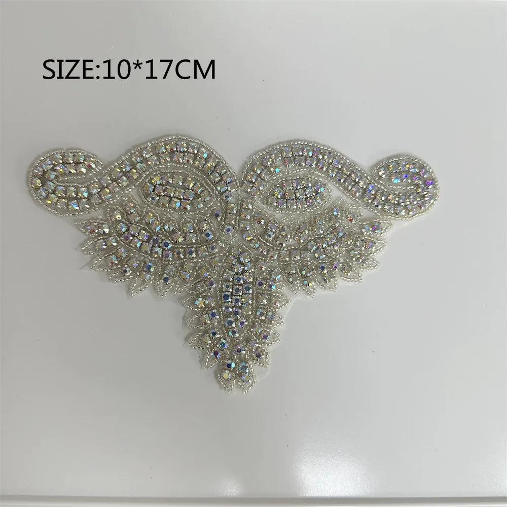 Lisslune | Shining Silver Rhinestone Flower Appliqué: Elegant Fashion Upgrade Accessory