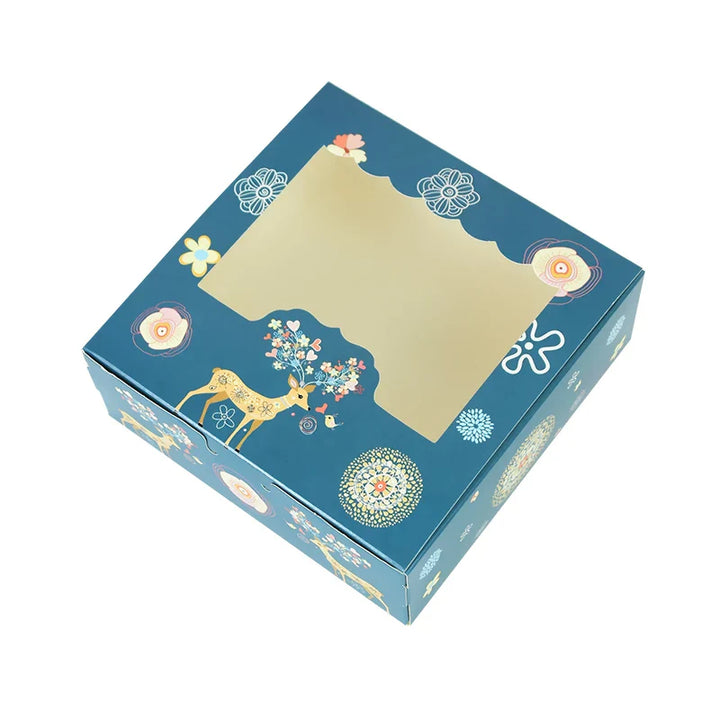 Rynx 10/5pcs Christmas cookie box with window candies chocolate cookie packaging boxes Christmas party gift packaging New Year's party treat box