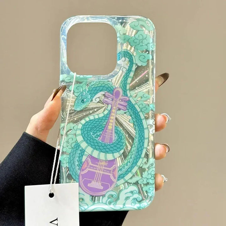 Lisslune | Grüner Schlangen-Spieler am Klavier Handyhülle für iPhone 16 Pro Hüllen iPhone 15 14 13 12 11 Pro Max XS X XR 7 8 Plus Klare weiche Hülle