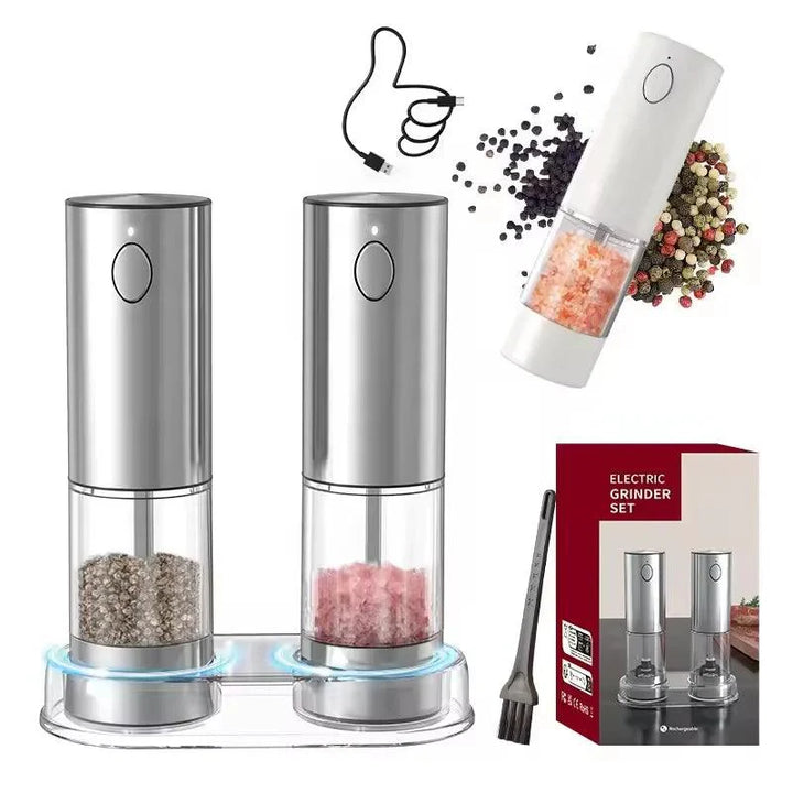 Lisslune | Automatic rechargeable salt and pepper mill duo with adjustable grind settings and integrated LED light