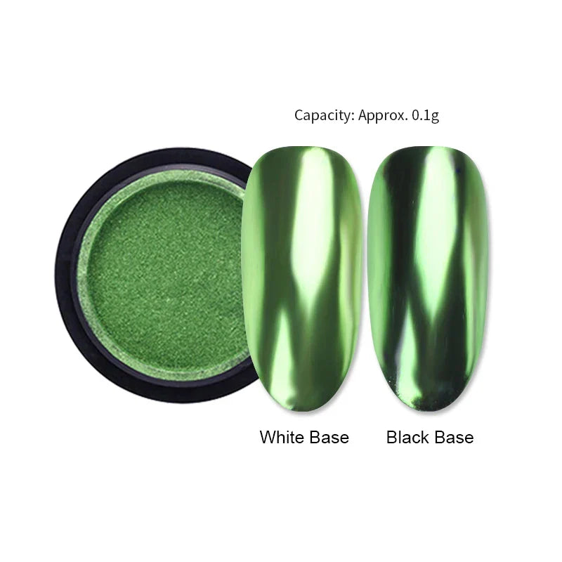 Rynx | Aurora Pearl White Nails Glitter Dust Chrome Gradient Rubbing on Powder Mirror Reflective Magnetic Pigment Nail Art Decorations
