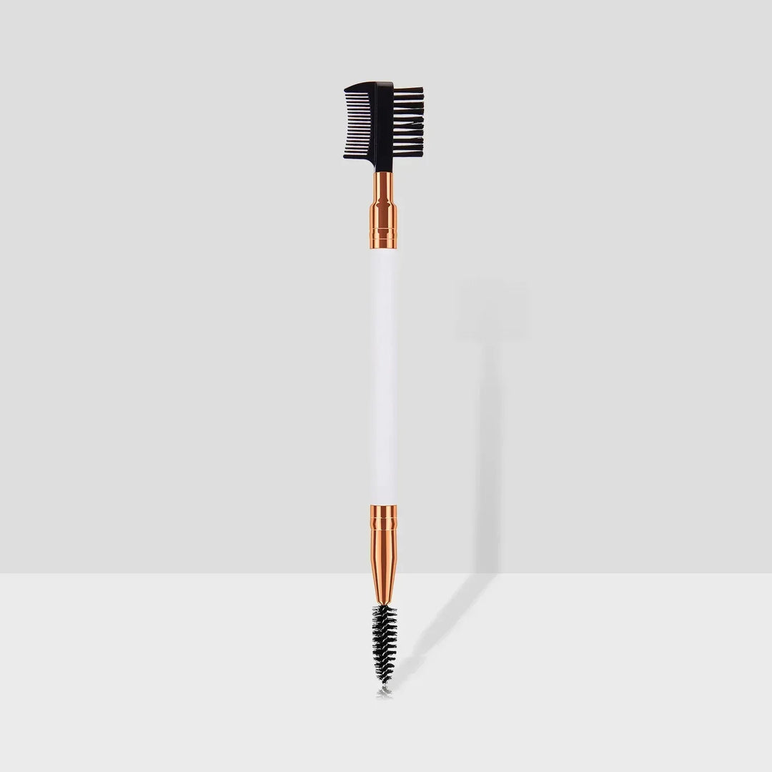 Rynx | Double-Sided Wooden Handle Eyebrow Brush Eyelash Brush 2 In 1 Professional Makeup Brush Eyelash Curler Diagonal Corner Brush