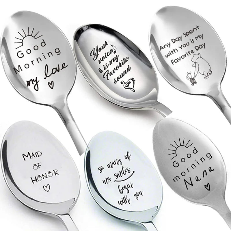 Rynx Valentine’s Day gift stainless steel milk coffee spoon love letter wedding souvenirs anniversary gift for girlfriend boyfriend