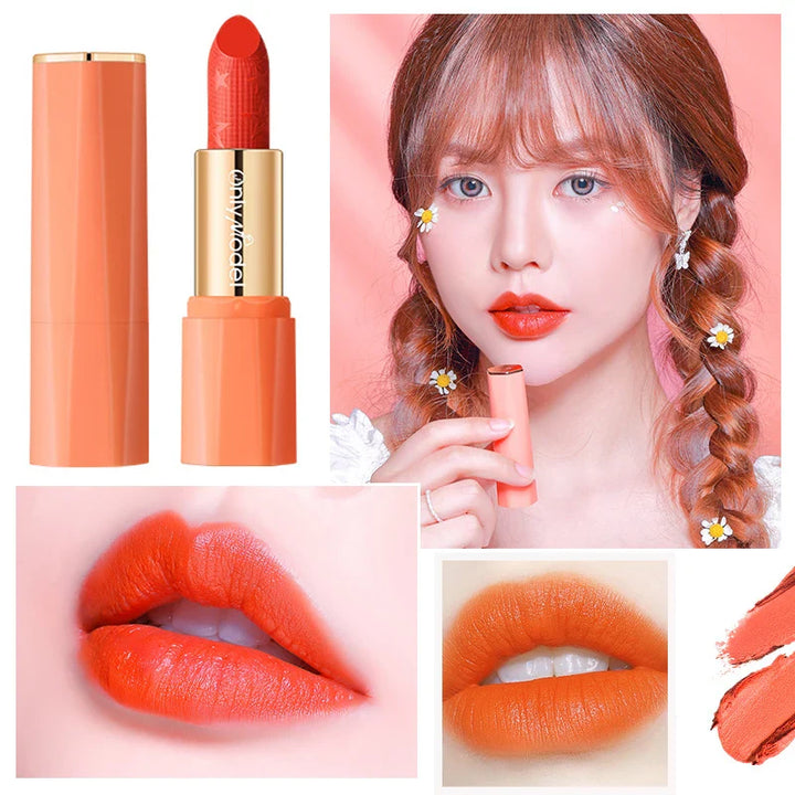 Rynx | Orange Lipstick Velvet Matte Lipsticks Waterproof Long-lasting Lipstick Velvet Lip Color Women's Cosmetics Sexy Lip Paint Makeup