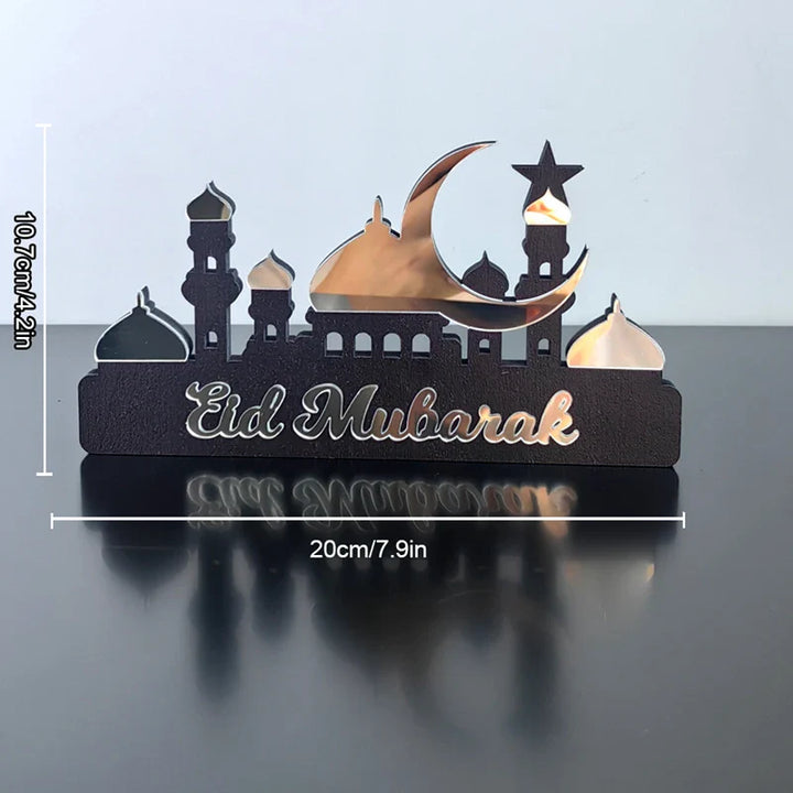 Rynx Ramadan Kareem Table Ornament Wood Acrylic Eid Mubarak Moon Star Castle DIY Table Decoration Islamic Celebration Home Decor