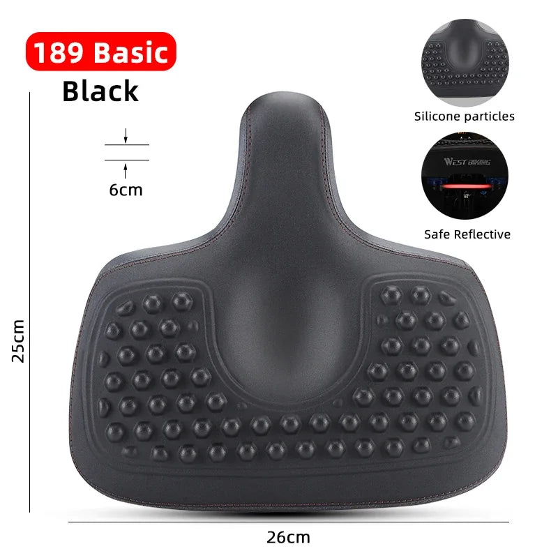 Lisslune | Wide Ergonomic Bike Saddle – Comfortable Saddle with Shock Absorption for City and Mountain Bikes