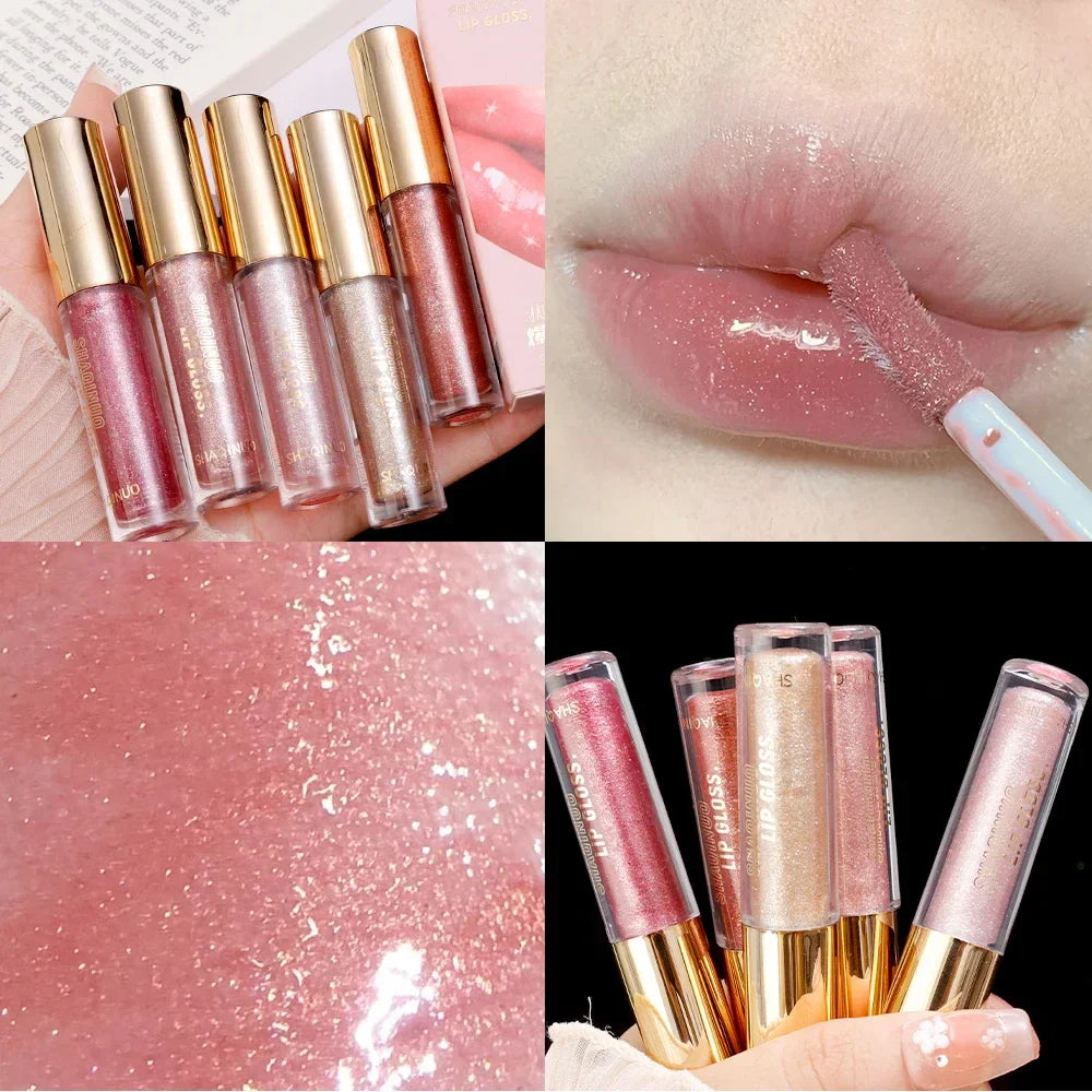 Rynx | Diamond Shiny Lip Gloss Waterproof Glitter Liquid Lipstick Long-lasting Shimmer Pearl Lip Lacquer Women Sexy Lip Tint Makeup