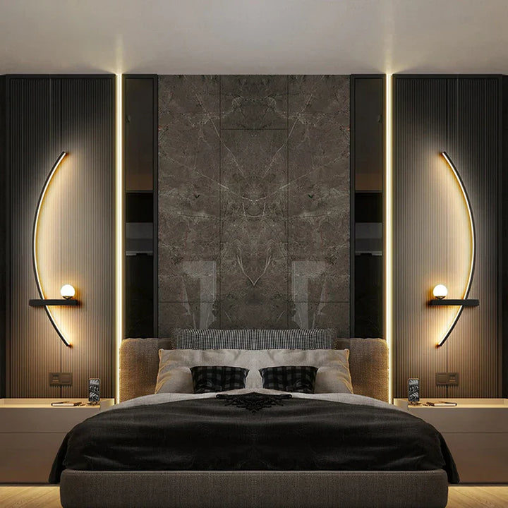 Lisslune | Contemporary Edge Wall Lamp – Black & Gold Indoor/Outdoor Lighting for Modern Spaces