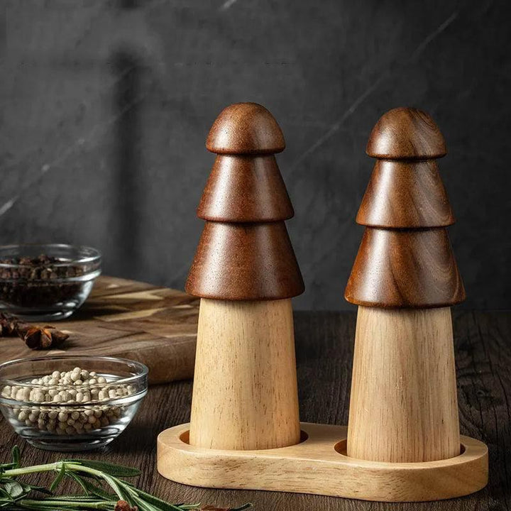 Lisslune | Set of 3 - Elegant adjustable wooden spice mill set for gourmet cooking