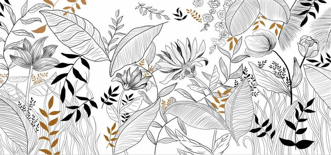 Lisslune | Serene Tropical Paradise Abstract Mural - Elegant Botanical Decor for Stylish Homes