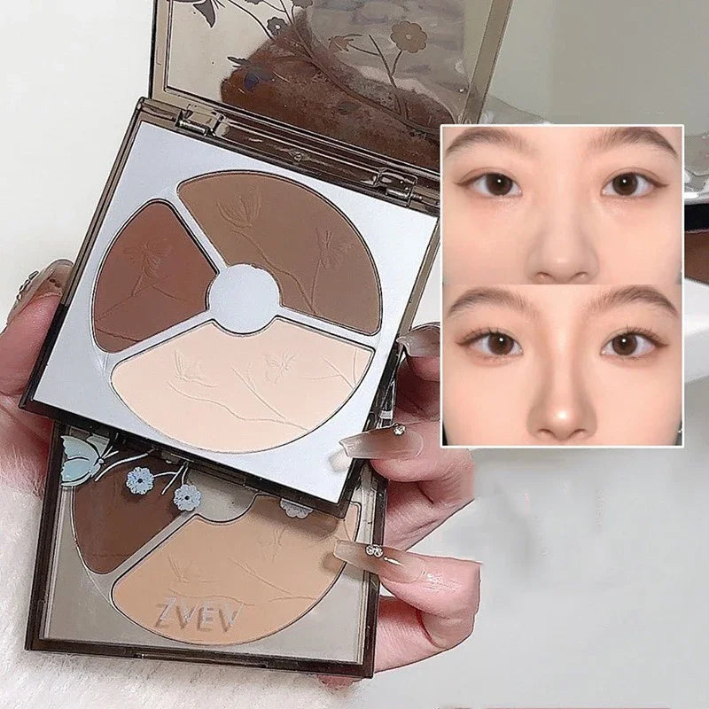 Rynx | 3 Colors Matte Brown Highlighter Face Contour Palette Waterproof Long-lasting Glitter Contour Powder Makeup Bronzer Cosmetics