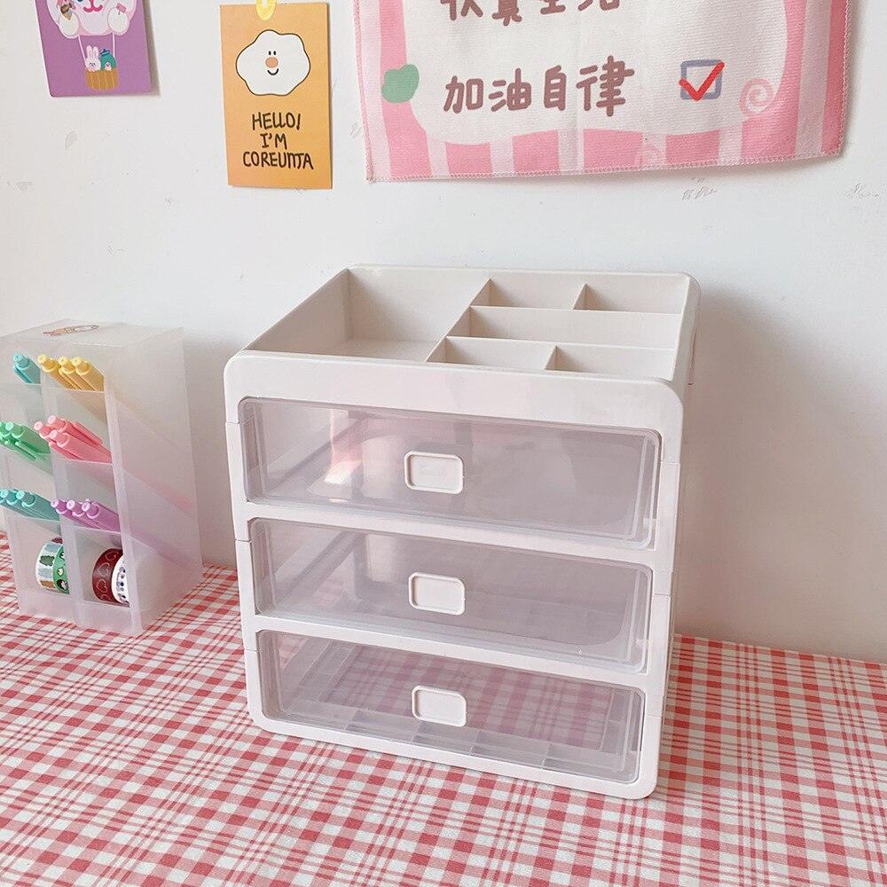 Lisslune | Versatile stackable desk organizer with drawer and brush holder for a tidy workspace