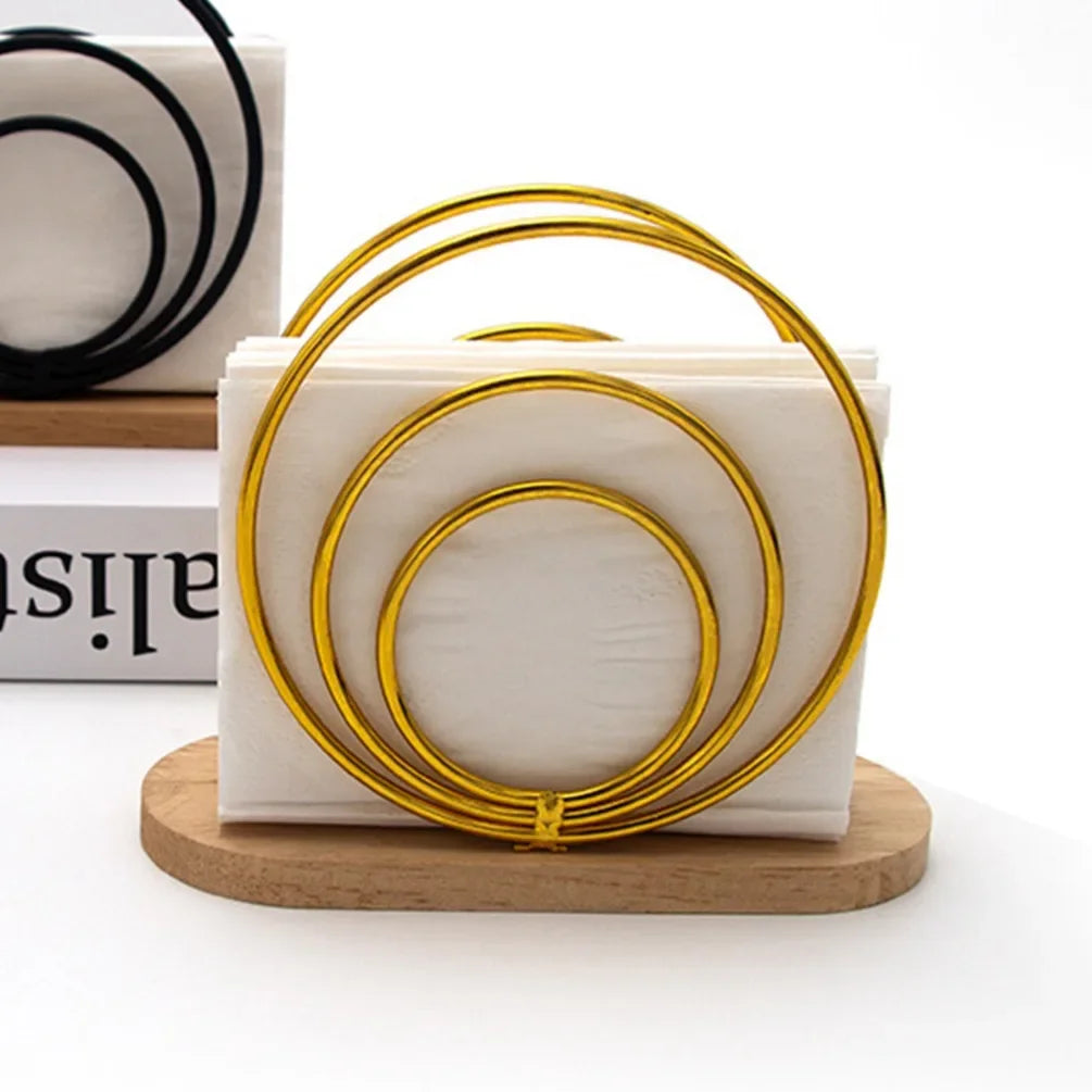 Rynx | Golden Tissue Holder Iron Car Towel Storage Box Desk Office Tissue Box Napkin Holder Household Toilet Paper Dispenser Stand