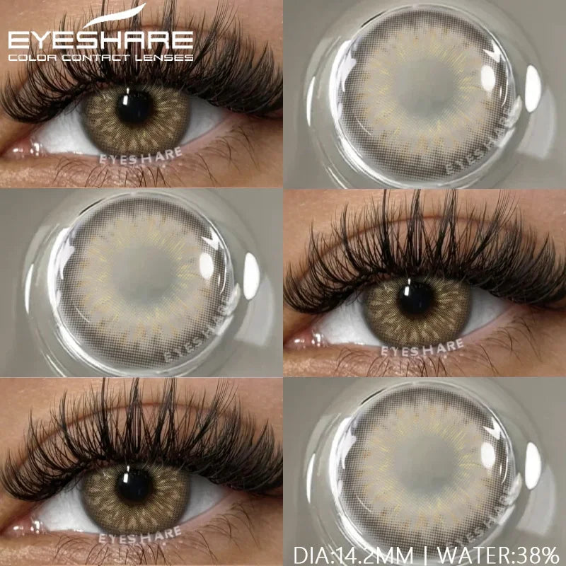 Rynx | 1 pair of contact lenses with prescription in natural color, myopic lenses, green contact lenses, fashionable brown lenses, gray pupils