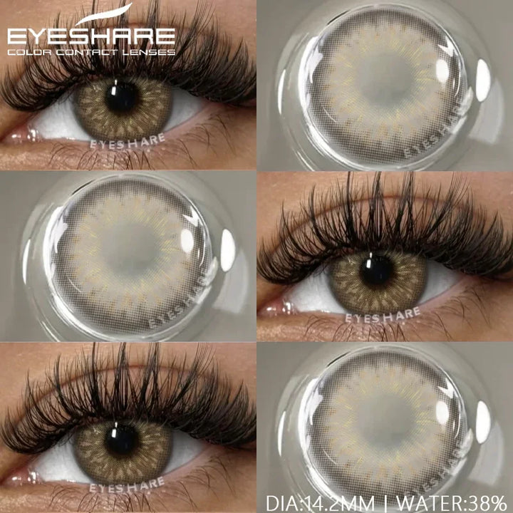 Rynx | 1 pair of contact lenses with prescription in natural color, myopic lenses, green contact lenses, fashionable brown lenses, gray pupils