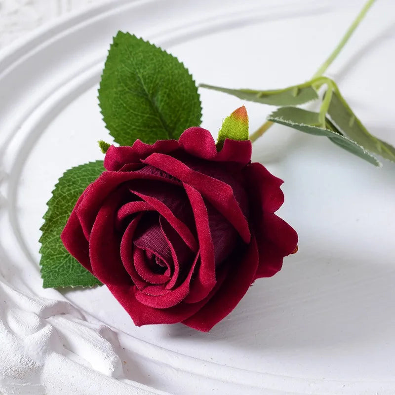 Lisslune | 20 pieces Realistic Velvet Silk Rose Bouquet