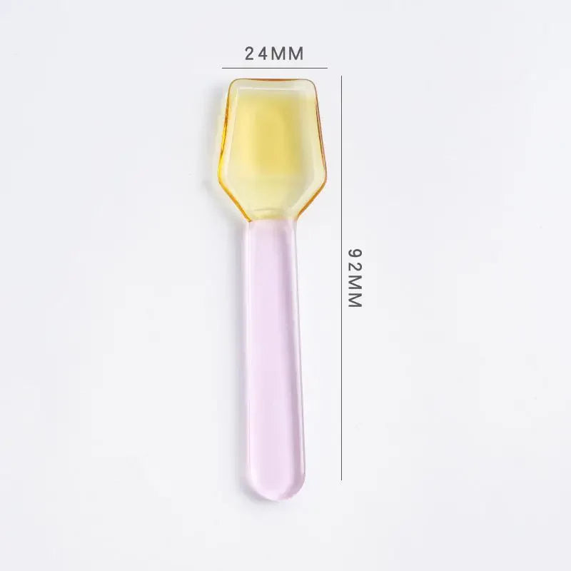 Rynx | Colored glass spoon dessert ice salad spoon with handle coffee soup stirring spoon high borosilicate heat and cold resistance