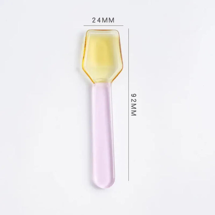 Rynx | Colored glass spoon dessert ice salad spoon with handle coffee soup stirring spoon high borosilicate heat and cold resistance