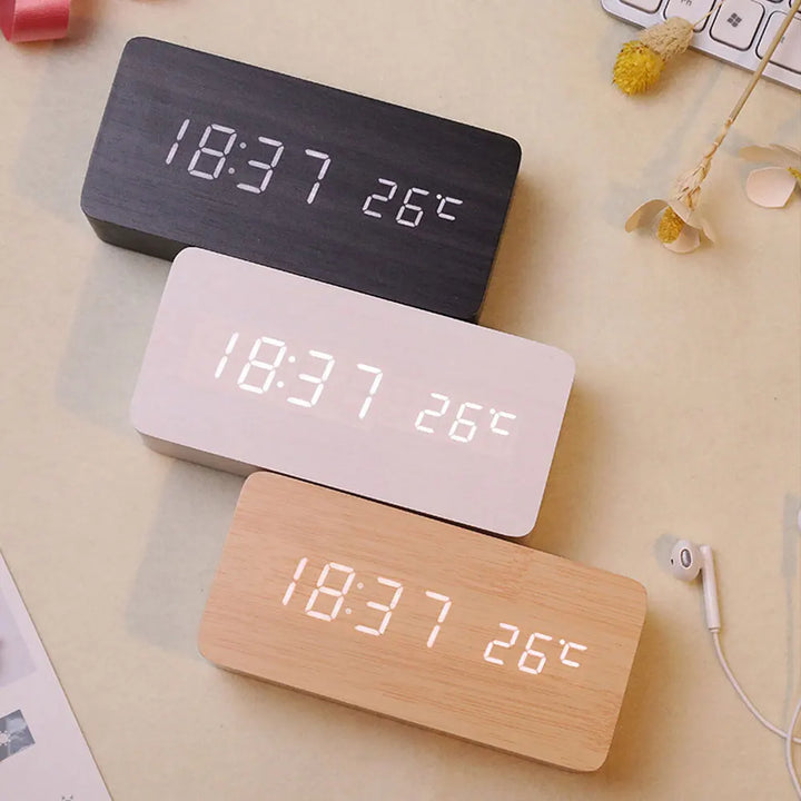 Lisslune | Wood LED Smart Alarm Clock for Bedroom