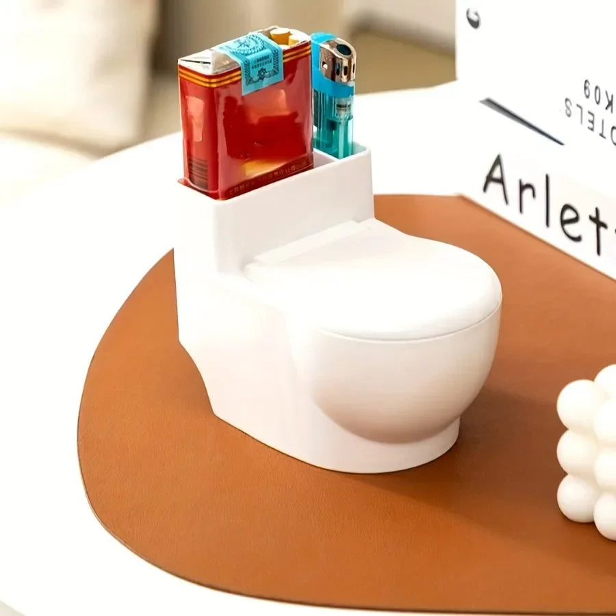 Rynx | Creative ashtray in toilet shape with lid, wall-mounted removable ashtray, anti-fall thick table ashtray storage box