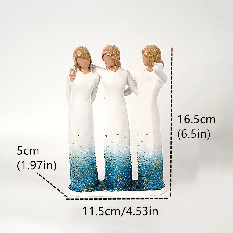 Lisslune | Statuette made of resin, people, family figures, sculpture, figures for home decor, table decoration, living room, angel, embrace, dog, father, child