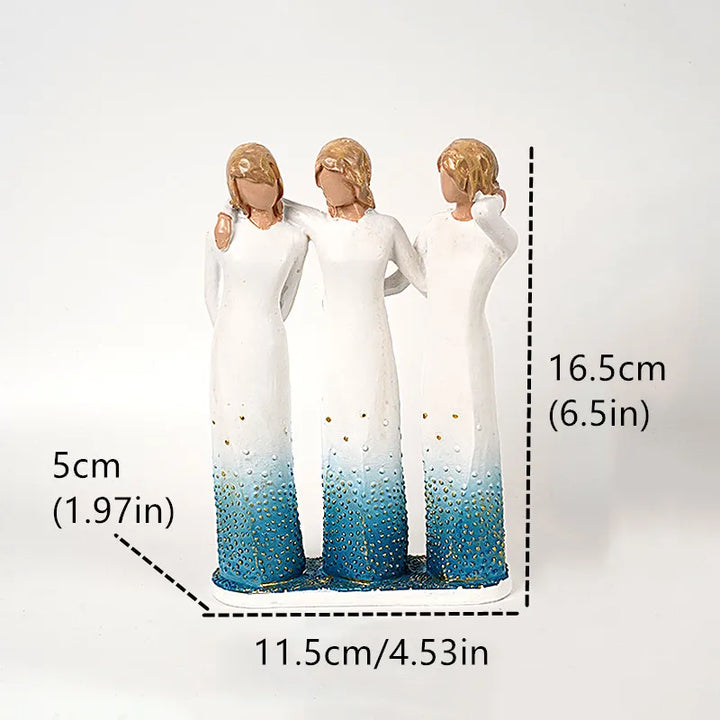 Lisslune | Statuette made of resin, people, family figures, sculpture, figures for home decor, table decoration, living room, angel, embrace, dog, father, child