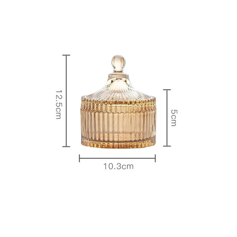 Lisslune | Amber Radiance Crystal Glass Storage Jar with Lid for Jewelry and Event Decor