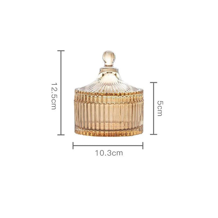 Lisslune | Amber Radiance Crystal Glass Storage Jar with Lid for Jewelry and Event Decor