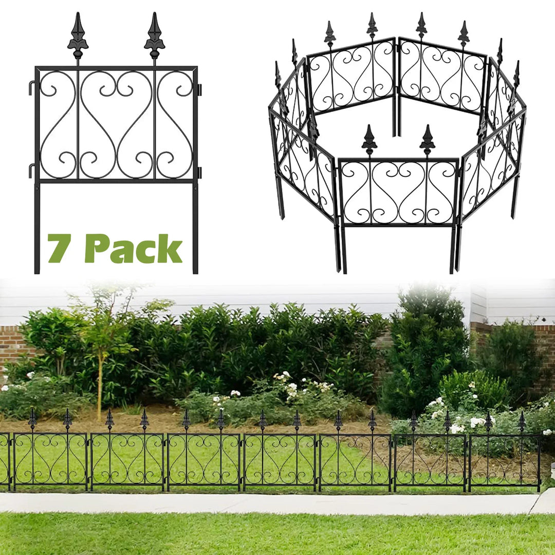 Rynx | 7 Panels Garden Animal Barrier Fence Stainless Steel Decorative Border for the Garden