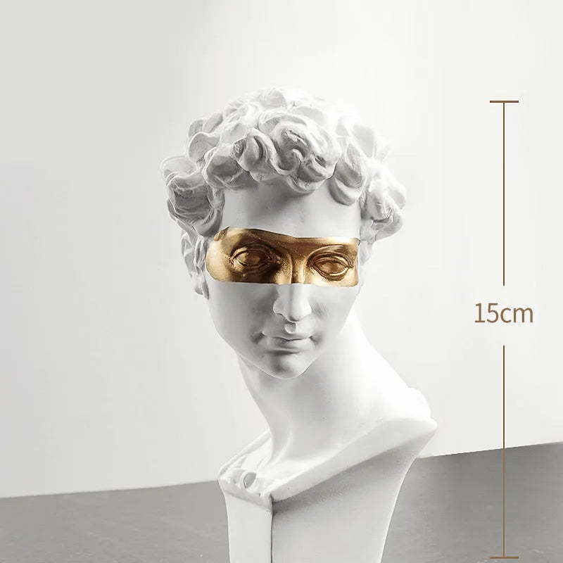 Lisslune | Statues for decoration, 15 cm, David, coffee table, home decoration, ornaments, bust of a room made of plaster, white resin, decorative art sculpture