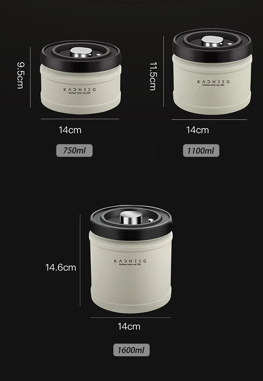 Lisslune | Premium Stainless Steel Coffee Storage Container Set with CO2 Release Valve - Maximize Freshness & Kitchen Organization