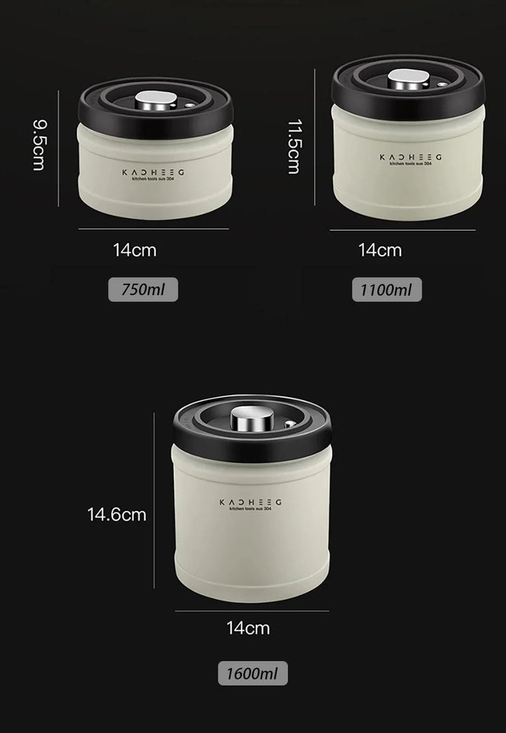 Lisslune | Premium Stainless Steel Coffee Storage Container Set with CO2 Release Valve - Maximize Freshness & Kitchen Organization