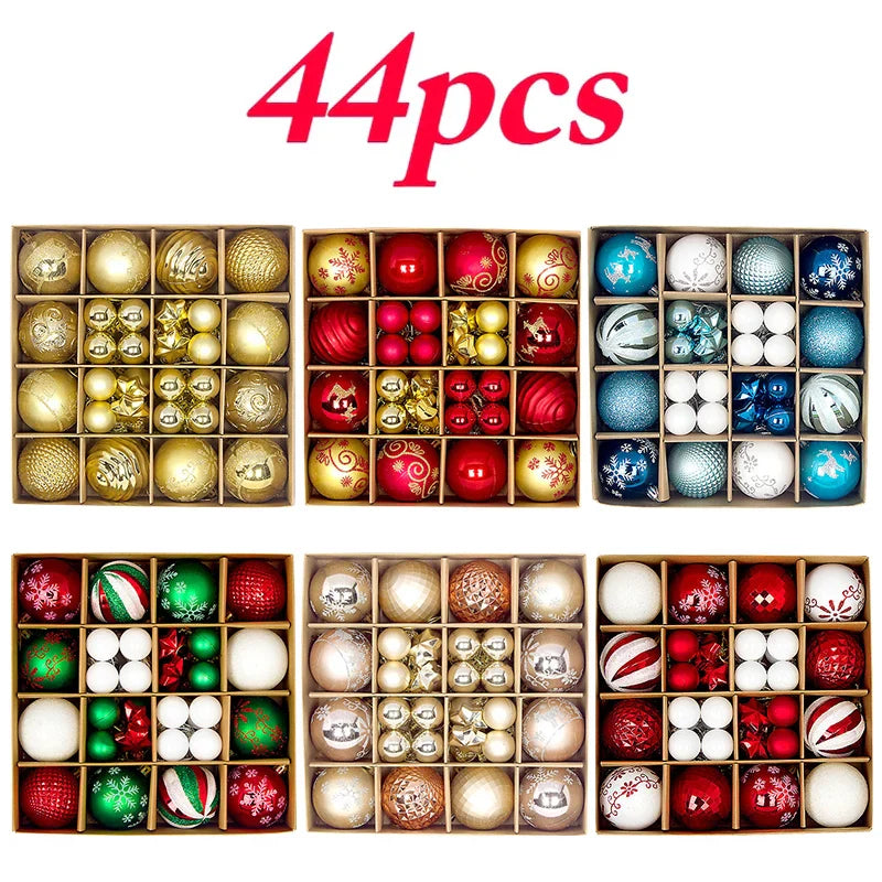 Rynx Christmas Ball Ornament Set Large Christmas Tree Hanging Decoration Snowflake Merry Christmas Decoration for Home 2025 New Year Party Gift