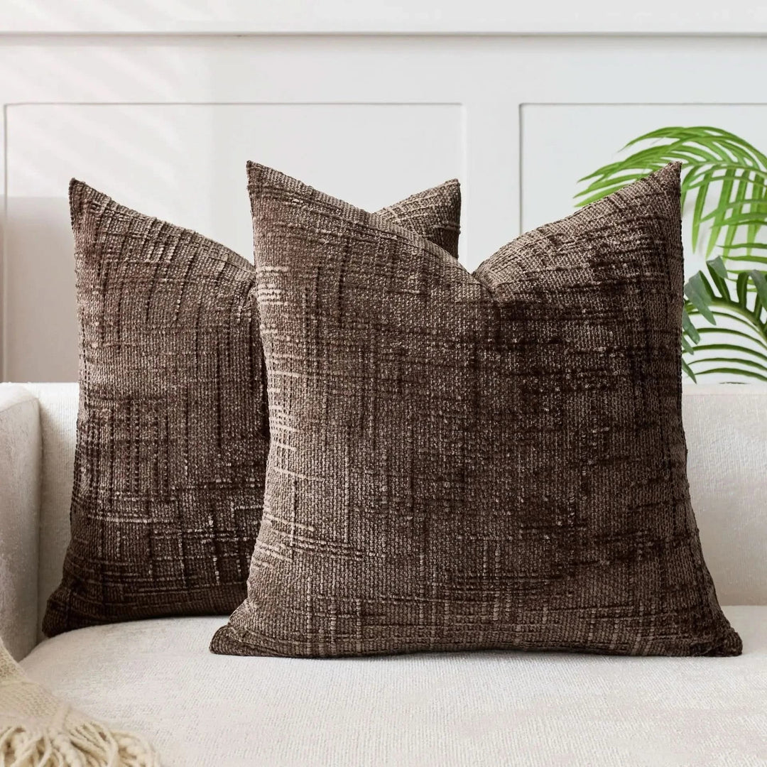 Lisslune | Chenille Throw Pillow Cover Bamboo Texture Solid Color