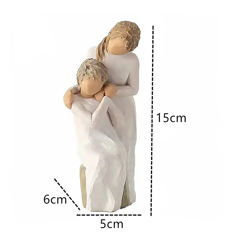 Lisslune | Statuette made of resin, people, family figures, sculpture, figures for home decor, table decoration, living room, angel, embrace, dog, father, child