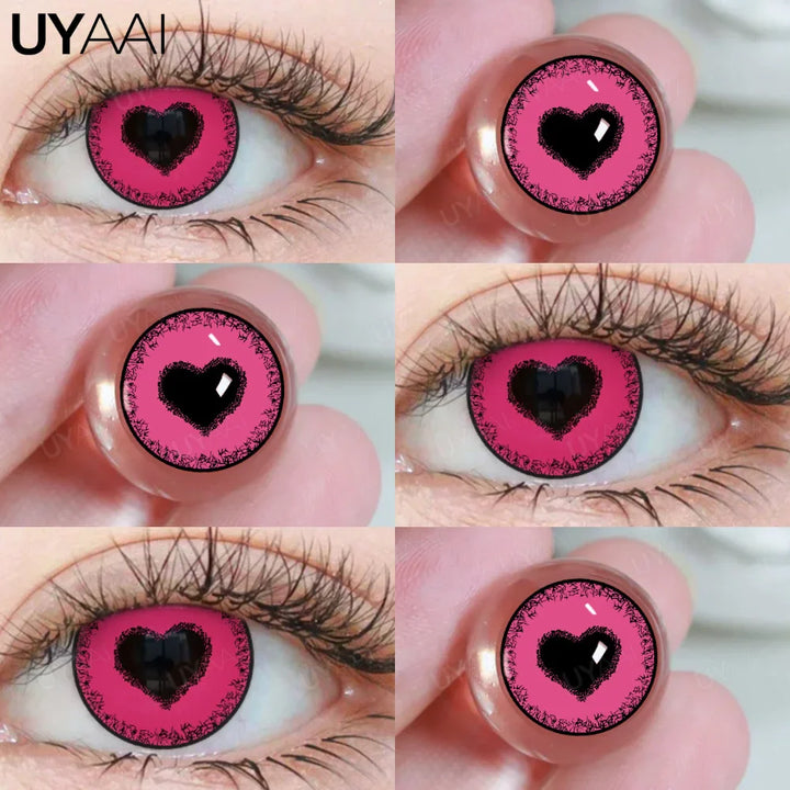 Rynx | 1 Pair Anime Pink Lenses for Eyes Cosplay Lenses for Halloween Nezuko Colorcon y2k Eye Contacts