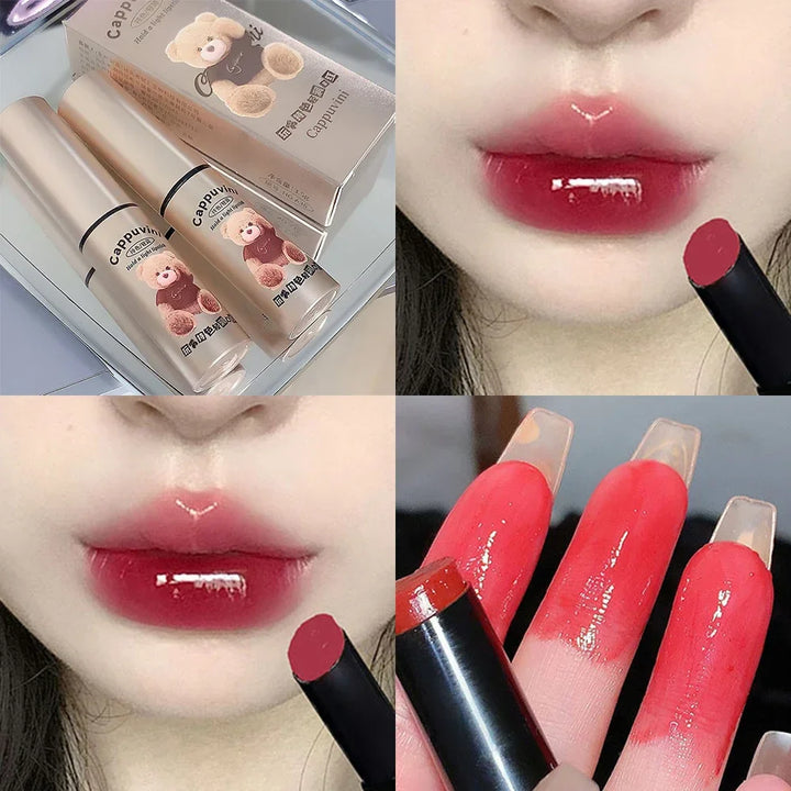 Rynx | Tinted Moisturizing Lipstick Waterproof Mirror Jelly Cherry Red Lip Lacquer Long-lasting Non-Sticky Cup Clear Solid Lip Gloss Cosmetics