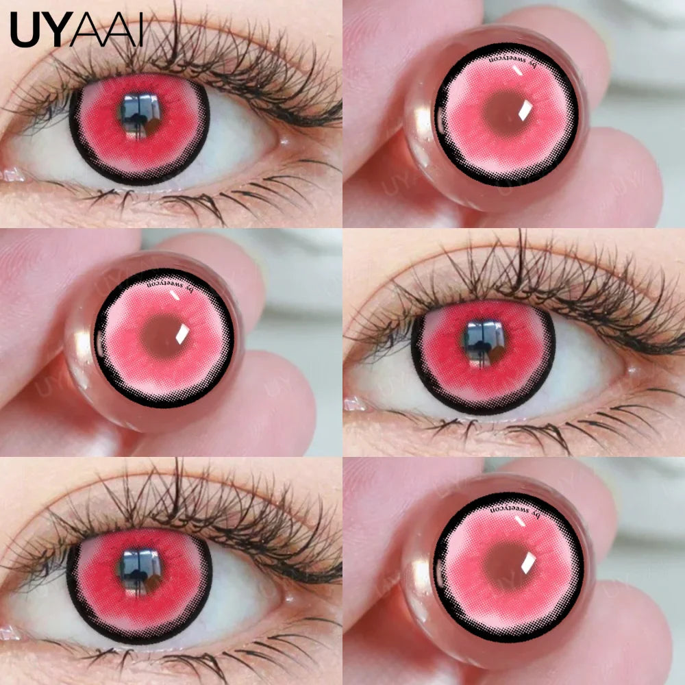 Rynx | 1 Pair Anime Pink Lenses for Eyes Cosplay Lenses for Halloween Nezuko Colorcon y2k Eye Contacts