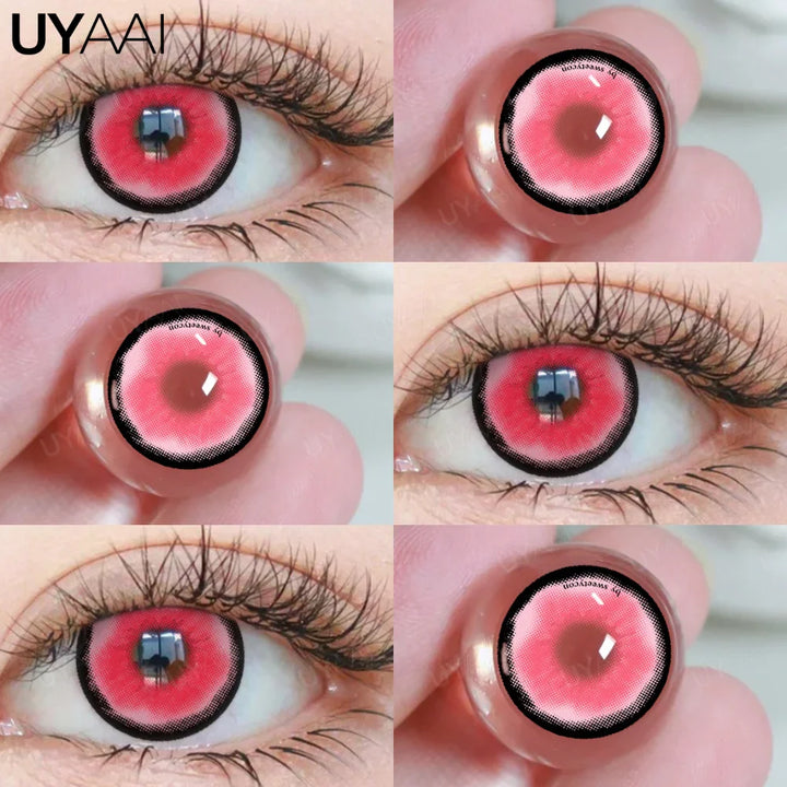 Rynx | 1 Pair Anime Pink Lenses for Eyes Cosplay Lenses for Halloween Nezuko Colorcon y2k Eye Contacts