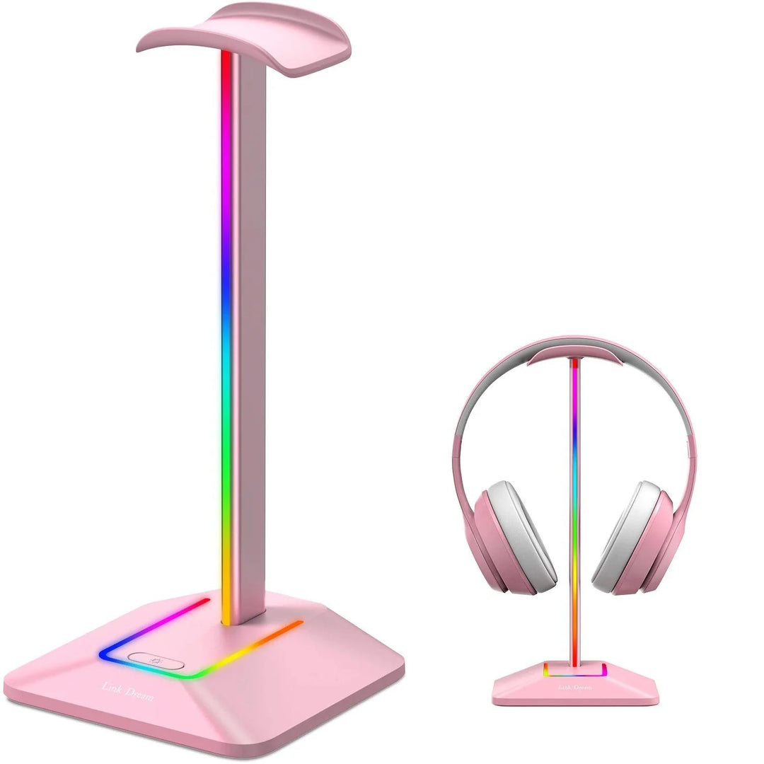 Lisslune | Link Dream Z8 LED Gaming Headset Stand with USB Type-C Connectivity - Elegant Silver Aluminum Headphone Organizer