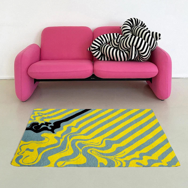 Rynx | Modern Living Room Rug Large Area Line Art Design Simple Fashion Abstract Retro Bedroom Rug Coffee Table Mat Home Decoration