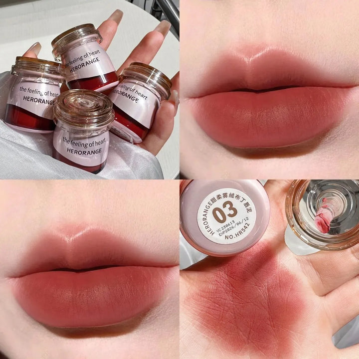 Rynx | 6 Colors Matte Lipstick Canned Pudding Lipstick Pink Lip Gloss Long-Lasting Lip Lacquer Does Not Fade Long-Lasting Lip Makeup Cosmetics