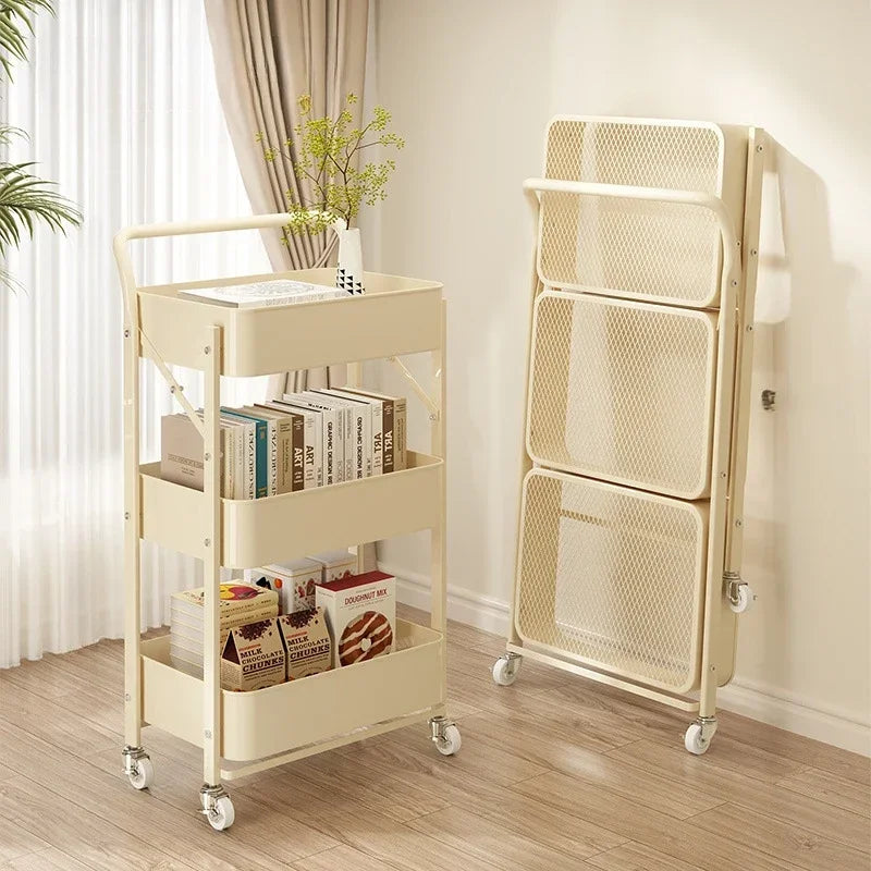 Rynx | Trolley storage shelf multi-layer standing vegetable organizer household movable and foldable small cart storage shelf