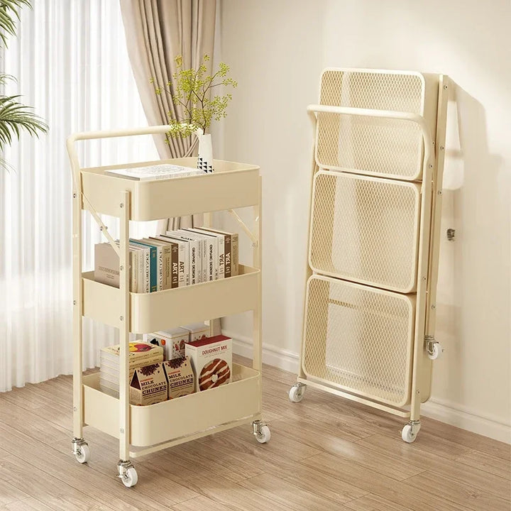 Rynx | Trolley storage shelf multi-layer standing vegetable organizer household movable and foldable small cart storage shelf
