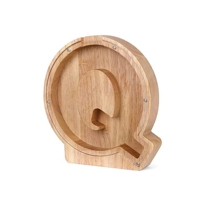 Lisslune | Wooden Alphabet Piggy Bank with Transparent Viewing Window for Stylish Saving