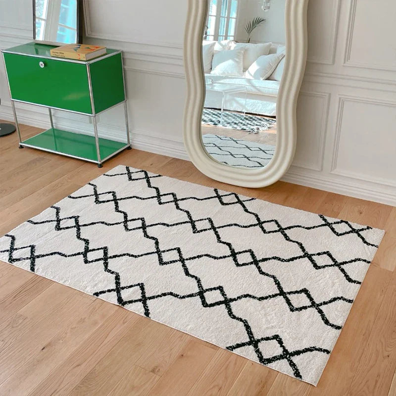 Rynx Living Room Rug Home Decor Minimalist Rug Bedroom Nightstand Lounge Floor Mat Soft Fluffy High Pile Large Rugs