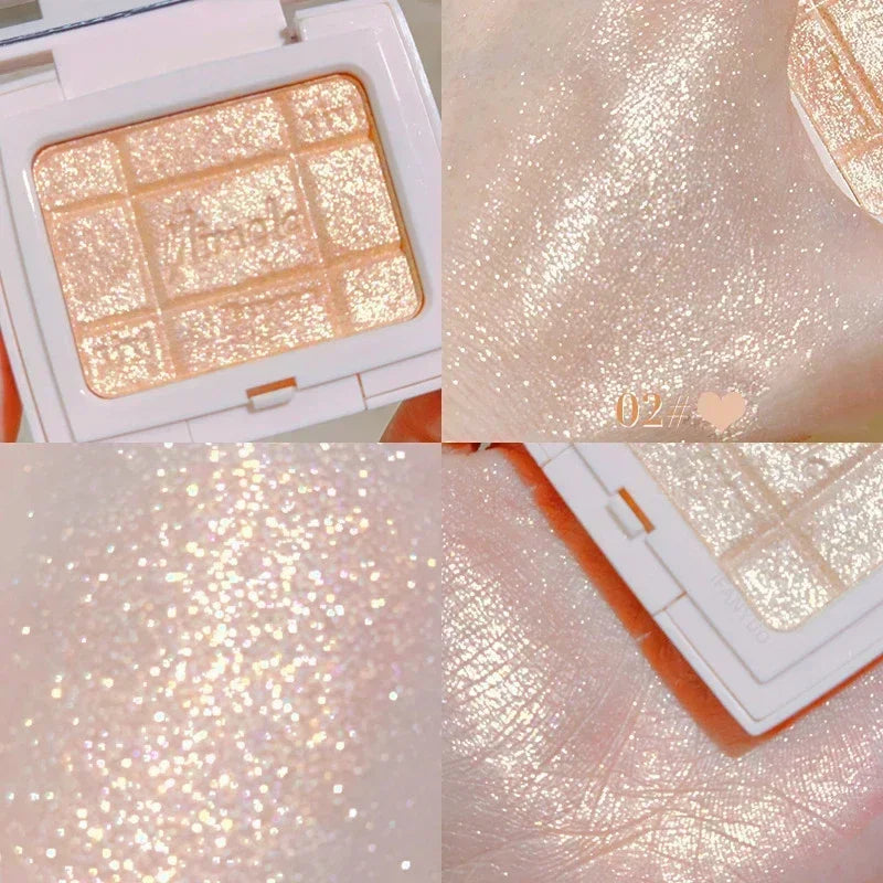 Rynx | Long-lasting Highlighter Eyeshadow Silky Diamond Highlighter Powder Glitter 3D Face Contour Shimmer Illuminator Makeup Cosmetics