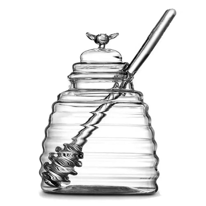 Lisslune | Elegant 15oz Glass Honey Dispenser with Dipper and Airtight Lid